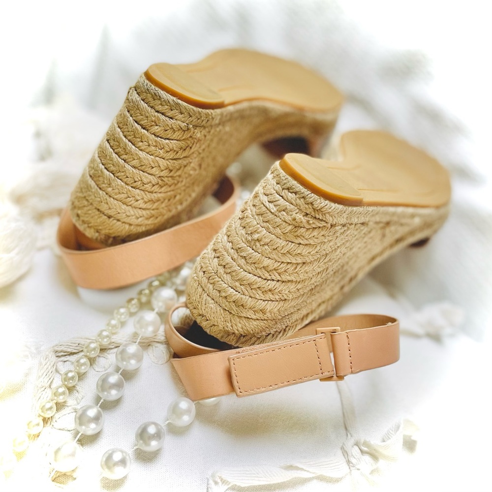 SOLD✨TORY BURCH | 8.5 / 9 | Bima Espadrille Leather Wedge Light Makeup 216 Nude - Picture 11 of 16